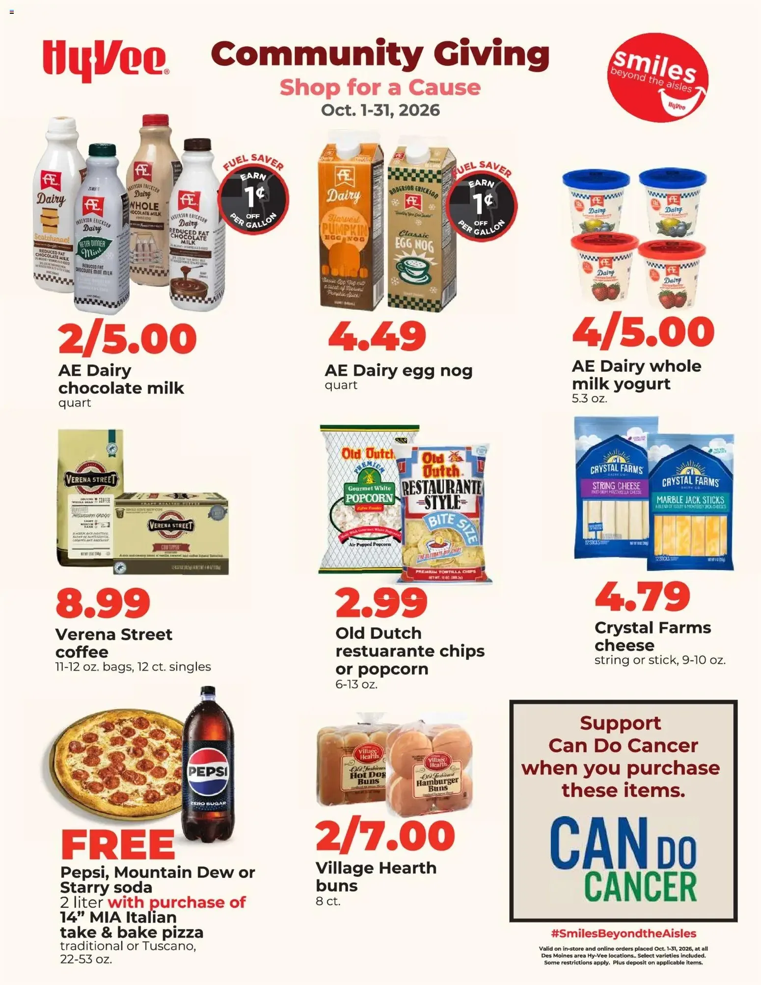 HyVee Community Giving - Shop for a Cause, October Specials